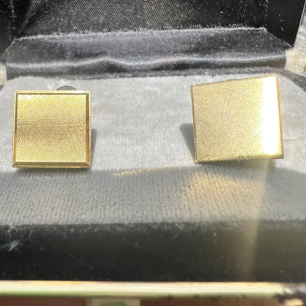 Vintage Christian Dior Gold Tone Cufflinks Signed Mismatched Pair With Box